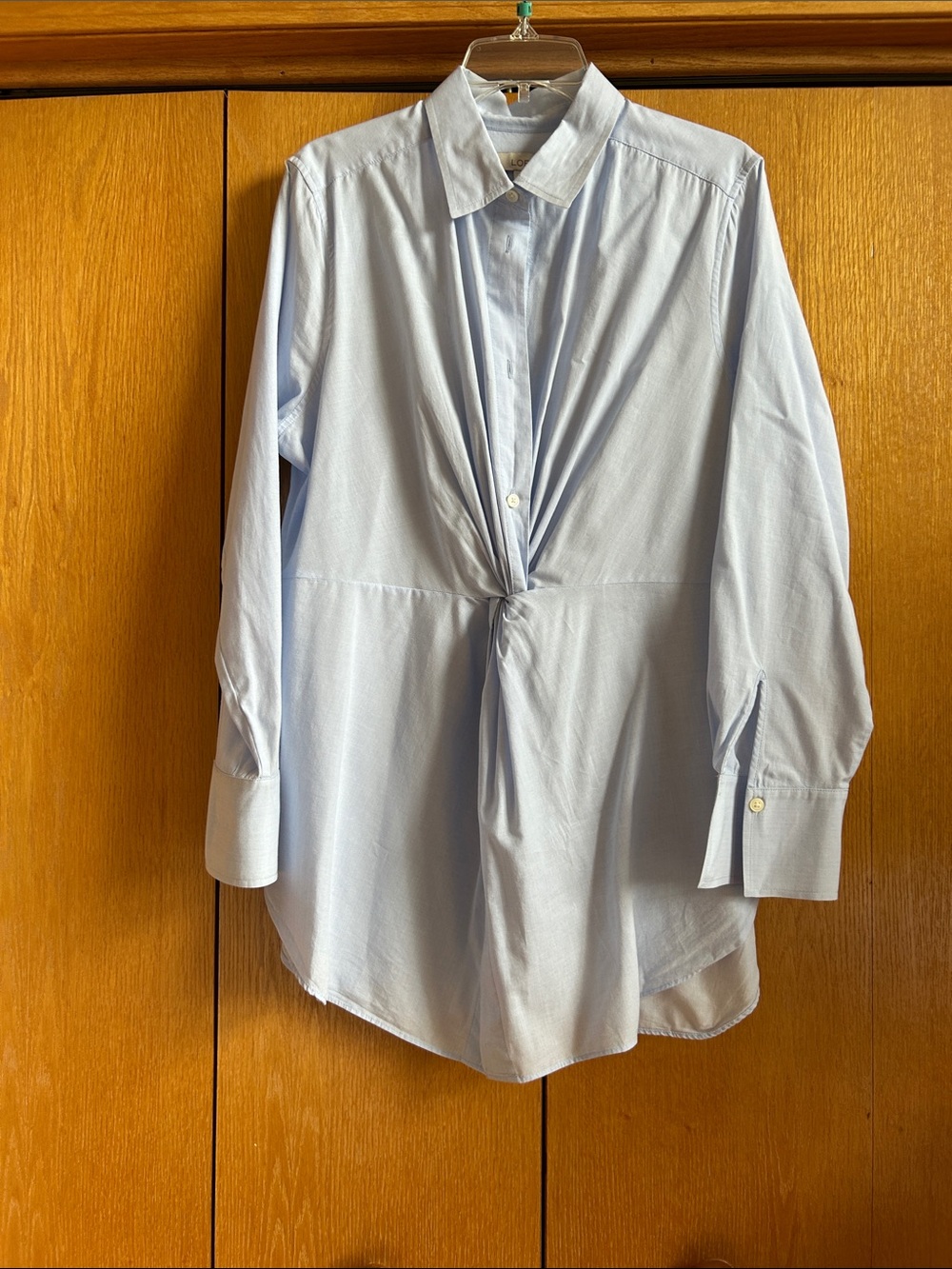 Light Blue Women’s Twisted Front Dress Shirt